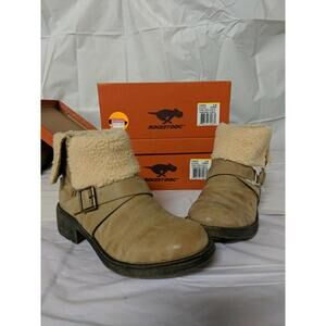 NEW ROCKET DOG TOBIE ANKLE BOOT BOOTIES WOMENS 6 NATURAL TAN W/ FUR TRIM ~ #162h
